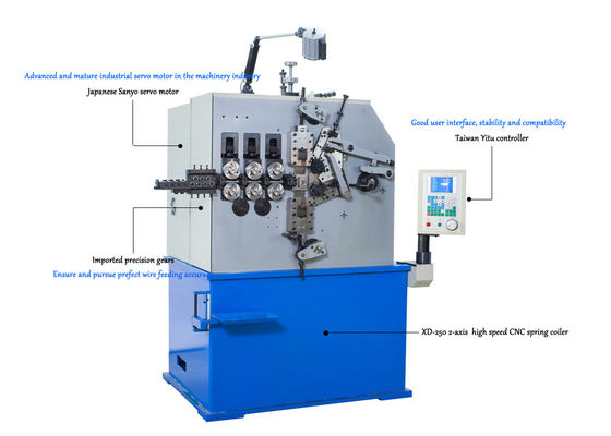 2.0mm - 5.0mm Sıkıştırma Yayları Üreten XD-250 2 Eksenli Yay Sarma Makinesi